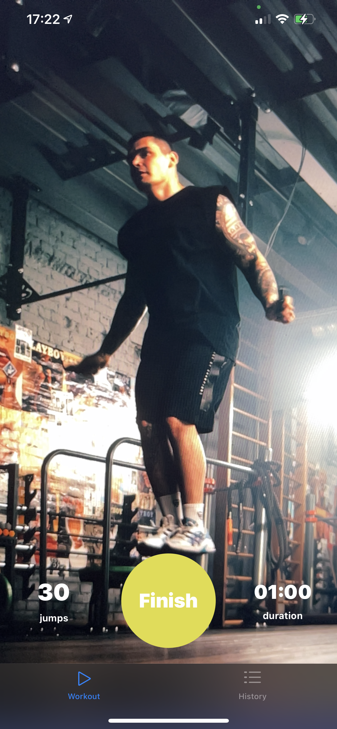 Jump rope workout tracking — 30 jumps counted