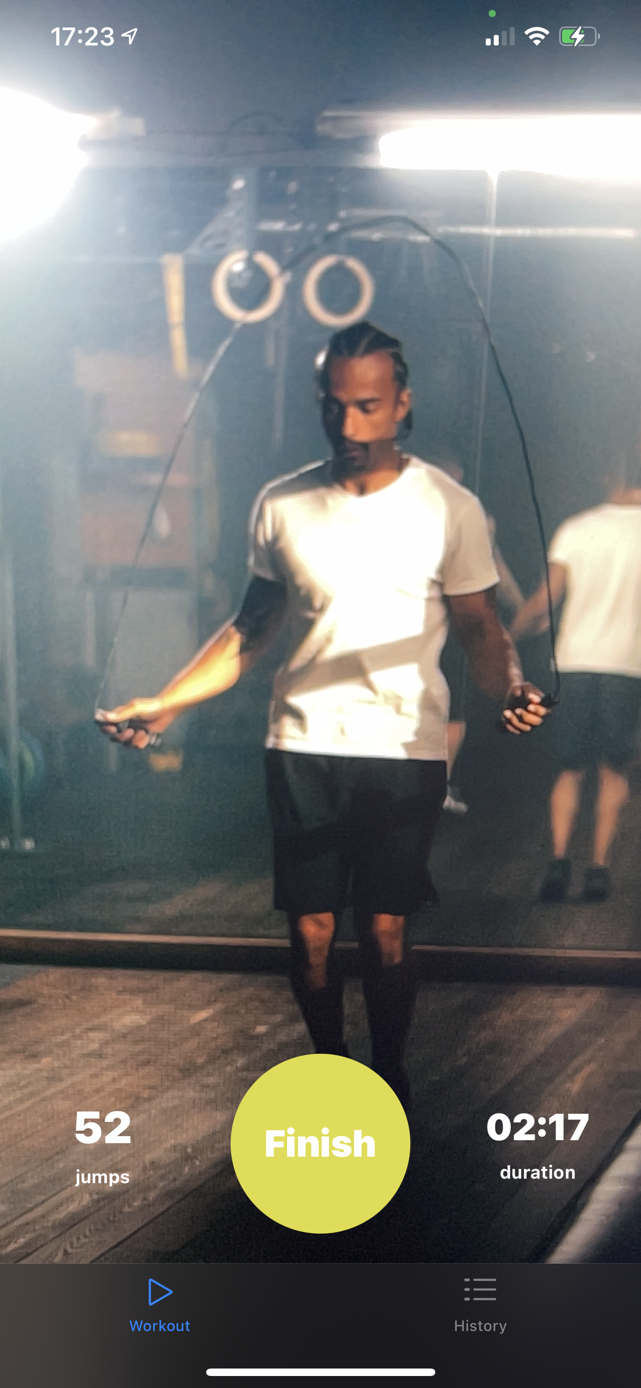 Real-time jump rope counter — 52 jumps